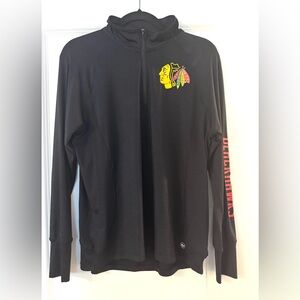 Blackhawks Black Long Sleeve 1/4 zip logo Shirt